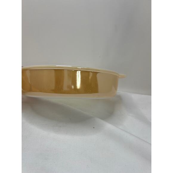 Fire King PEACH LUSTER 8" Round Cake Pan/Casserole w/handles Vintage! - Picture 8 of 9